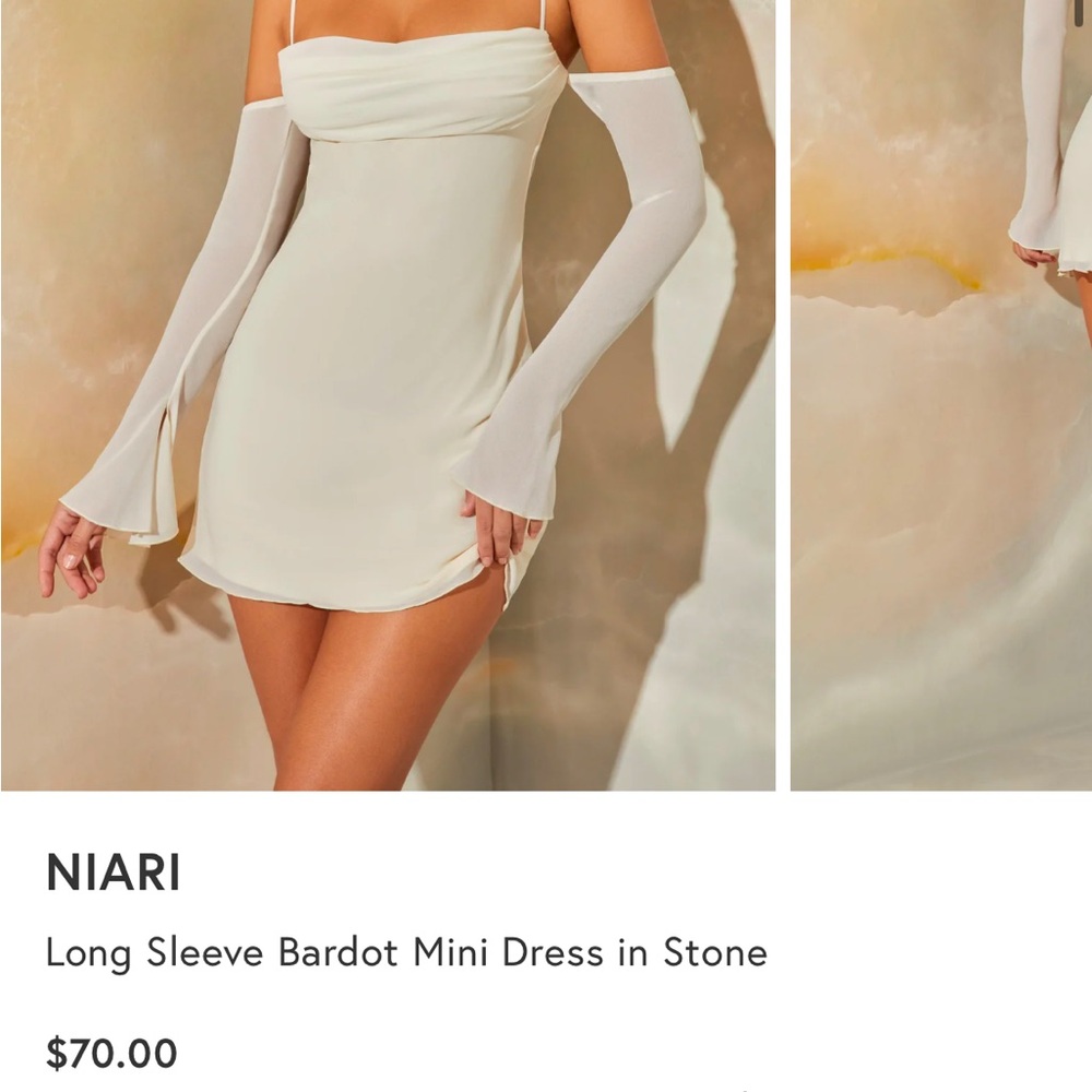 White Oh Polly mini dress with sleeves